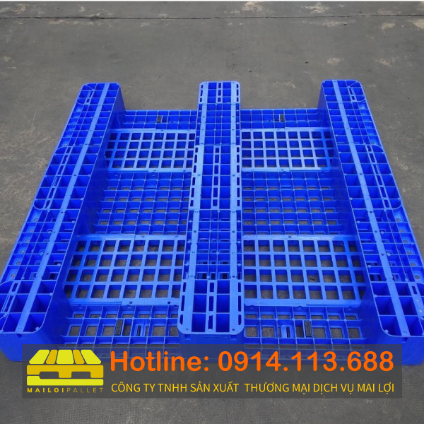 Pallet nhựa tải trung bình 1100 x 1300 x 150 mm màu xanh dương 01